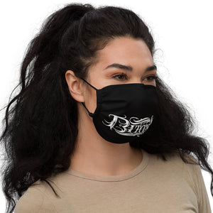 Women With Black Face Mask With White Bitcoin Design Right Side View