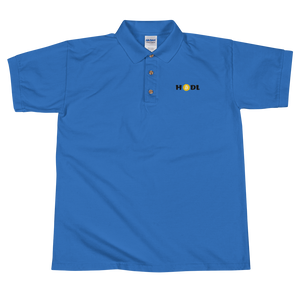 Blue Short Sleeve Polo Shirt With Krypto Threadz Bitcoin HODL Logo