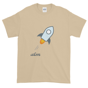 Sand Short Sleeve T-Shirt With Grey and Blue Stellar Rocket Logo