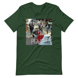 Forest Green Short Sleeve T-Shirt With Fuck The Police Design With E.T.