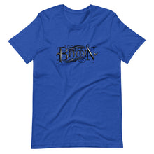 Load image into Gallery viewer, Royal Blue Short Sleeve T-Shirt With Black Bitcoin Design By Instiller
