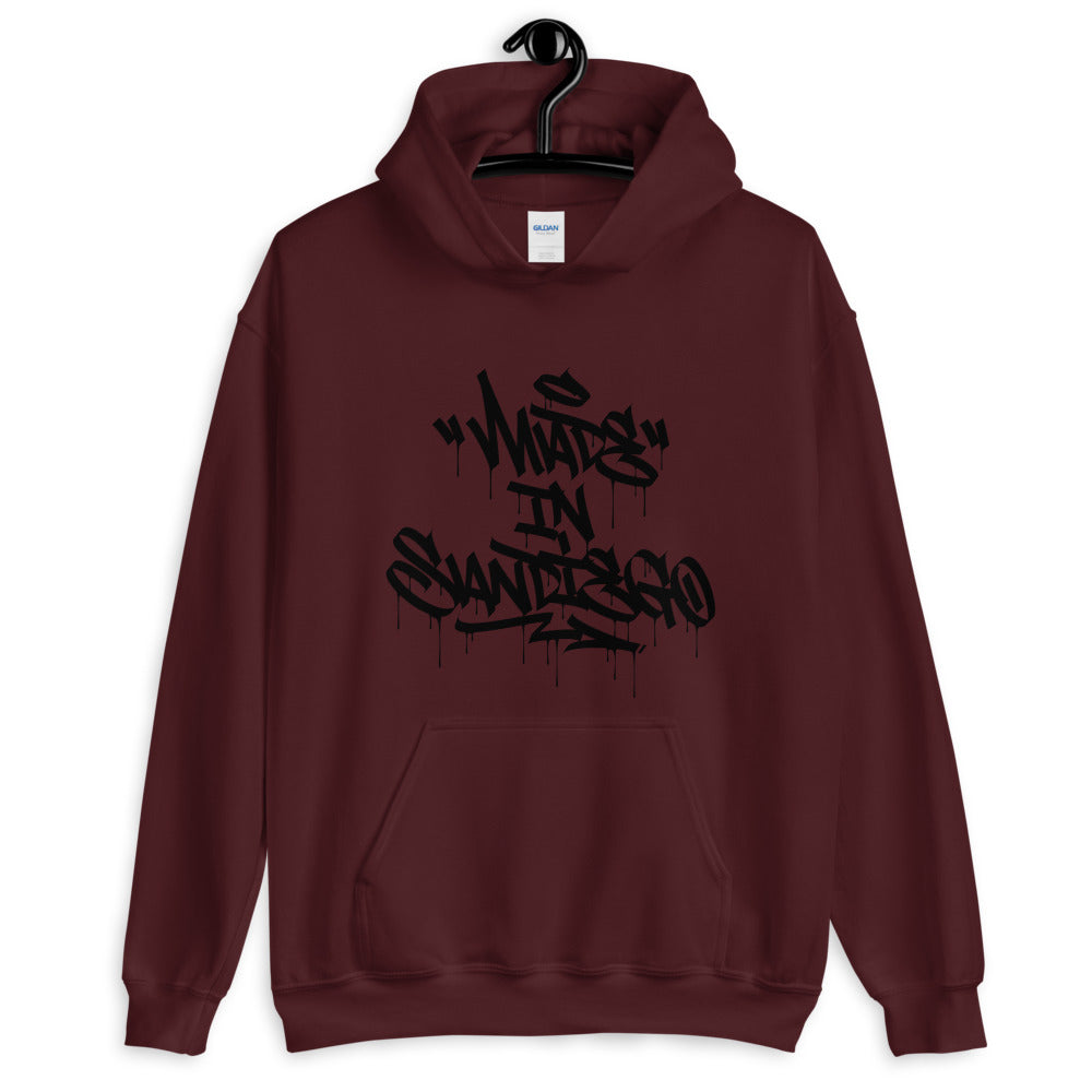 Maroon Hoodie With Made in San Diego On Front in Graffiti