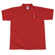 Load image into Gallery viewer, Red Short Sleeve Polo Shirt With Krypto Threadz Bitcoin HODL Logo