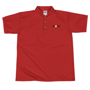 Red Short Sleeve Polo Shirt With Krypto Threadz Bitcoin HODL Logo
