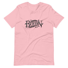 Load image into Gallery viewer, Pink Short Sleeve T-Shirt With Black Bitcoin Design By Instiller
