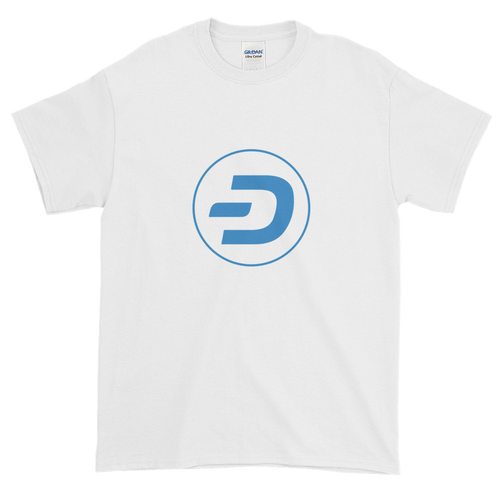 White Short Sleeve T-Shirt With Blue Dash Logo