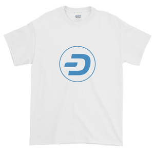 White Short Sleeve T-Shirt With Blue Dash Logo