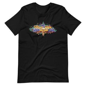 Black Short Sleeve T-Shirt With Bitcoin Design in Graffiti