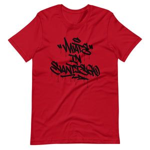 Red Short Sleeve T-Shirt With Made in San Diego Design in Graffiti
