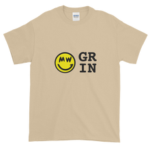 Load image into Gallery viewer, Sand Short Sleeve T-Shirt With Yellow and Black Grin Smiley Face Logo