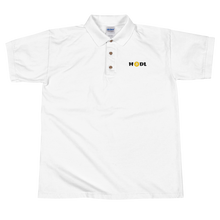 Load image into Gallery viewer, White Short Sleeve Polo Shirt With Krypto Threadz Bitcoin HODL Logo