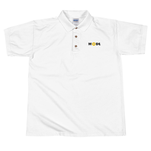 White Short Sleeve Polo Shirt With Krypto Threadz Bitcoin HODL Logo