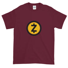 Load image into Gallery viewer, Maroon Short Sleeve T Shirt With Yellow and Black ZCash Logo