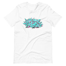 Load image into Gallery viewer, White Short Sleeve T-Shirt With Krypto Threadz Graffiti Design