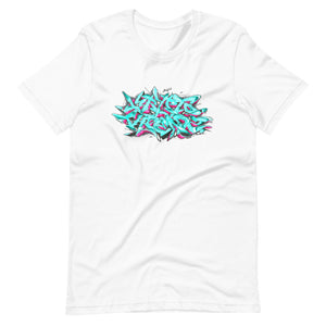 White Short Sleeve T-Shirt With Krypto Threadz Graffiti Design