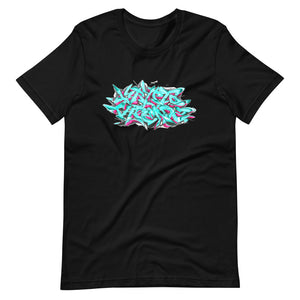 Black Short Sleeve T-Shirt With Krypto Threadz Graffiti Design