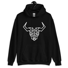 Load image into Gallery viewer, Black Hoodie With White Cardano Bull Printed On The Front