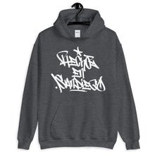 Load image into Gallery viewer, Dark Grey Krypto Threadz Hoodie with &quot;Hecho En San Diego&quot; tag in White