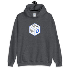 Load image into Gallery viewer, Grey Hoodie with Chainlink Box Logo in White and Blue on the front