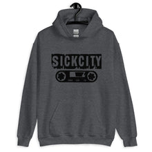 Load image into Gallery viewer, Dark Grey Hoodie With Black SickCity Logo On The Front