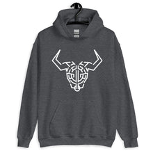 Load image into Gallery viewer, Dark Heather Hoodie With White Cardano Bull Printed On The Front