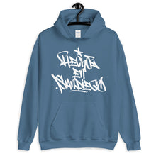 Load image into Gallery viewer, Light Blue Krypto Threadz Hoodie with &quot;Hecho En San Diego&quot; tag in White