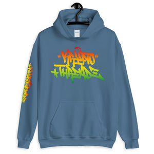 Light Blue Krypto Threadz Hoodie with Krypto Threadz Rasta Design in Red, Gold, and Green