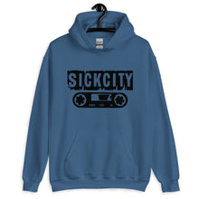 Load image into Gallery viewer, Indigo Blue Hoodie With Black SickCity Logo On The Front