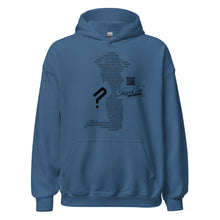 Load image into Gallery viewer, Indigo Blue Stripper Coin Hoodie with silhouette of a stripper outlined in binary code on the front of the hoodie