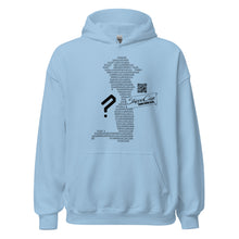 Load image into Gallery viewer, Light Blue Stripper Coin Hoodie with silhouette of a stripper outlined in binary code on the front of the hoodie
