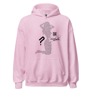 Pink Stripper Coin Hoodie with silhouette of a stripper outlined in binary code on the front of the hoodie