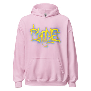 Pink Hoodie with Charlz tag in yellow and blue