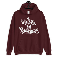 Load image into Gallery viewer, Maroon Krypto Threadz Hoodie with &quot;Hecho En San Diego&quot; tag in White