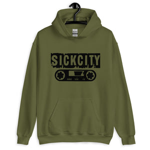 Military Green Hoodie With Black SickCity Logo On The Front