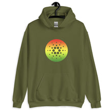 Load image into Gallery viewer, Military Green Cardano Rasta Starburst On Front Of Hoodie