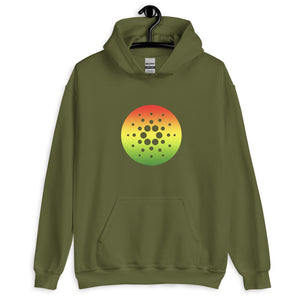Military Green Cardano Rasta Starburst On Front Of Hoodie