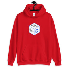 Load image into Gallery viewer, Red Hoodie with Chainlink Box Logo in White and Blue on the front