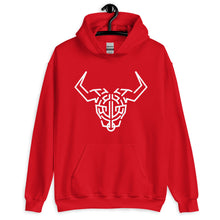 Load image into Gallery viewer, Red Hoodie With White Cardano Bull Printed On The Front