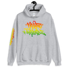Load image into Gallery viewer, Ash Krypto Threadz Hoodie with Krypto Threadz Rasta Design in Red, Gold, and Green