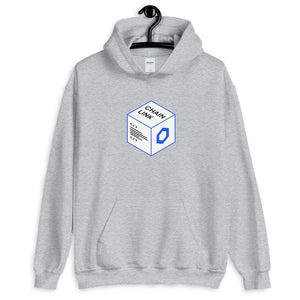 Sport Grey Hoodie with Chainlink Box Logo in White and Blue on the front