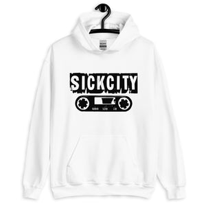 White Hoodie With Black SickCity Logo On The Front