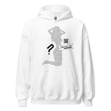 Load image into Gallery viewer, White Stripper Coin Hoodie with silhouette of a stripper outlined in binary code on the front of the hoodie