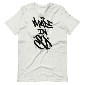 Ash Short Sleeve T-Shirt With Black Made In SD Design in Graffiti
