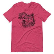 Load image into Gallery viewer, Raspberry Short Sleeve T-Shirt With Dogecoin Dog in Scribble Art