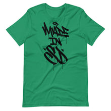 Load image into Gallery viewer, Green Short Sleeve T-Shirt With Black Made In SD Design in Graffiti
