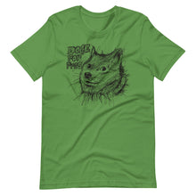 Load image into Gallery viewer, Green Short Sleeve T-Shirt With Dogecoin Dog in Scribble Art