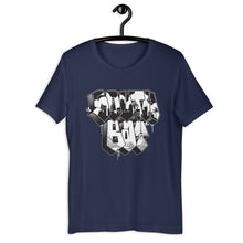 Load image into Gallery viewer, Navy Blue Short Sleeve T-Shirt With South Bay Design in Old Skool Graffiti Lettering