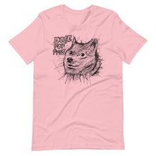 Load image into Gallery viewer, Pink Short Sleeve T-Shirt With Dogecoin Dog in Scribble Art