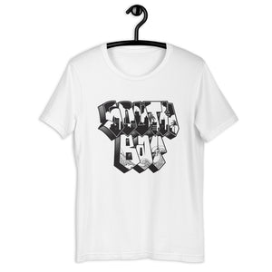 White Short Sleeve T-Shirt With South Bay Design in Old Skool Graffiti Lettering