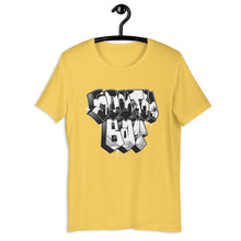 Load image into Gallery viewer, Yellow Short Sleeve T-Shirt With South Bay Design in Old Skool Graffiti Lettering